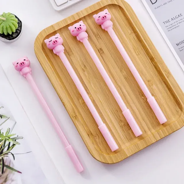 Set of 36 cute neutral pens with a pink pig's motif