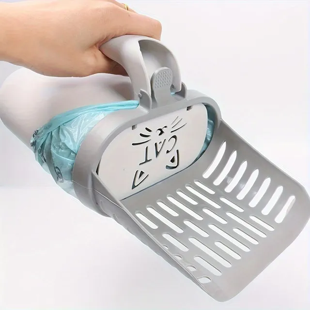 Practical cat dung scoop with removable bag holder - durable plastic