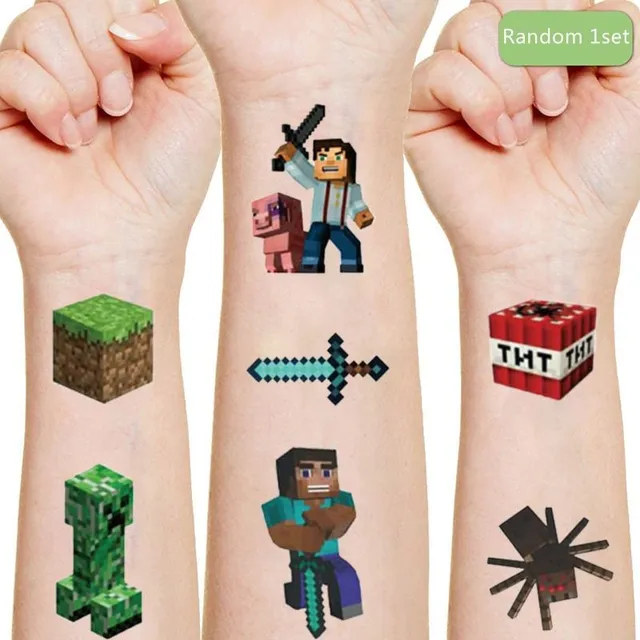 Oryginalne naklejki do tatuażu z tematem popularnej gry Minecraft