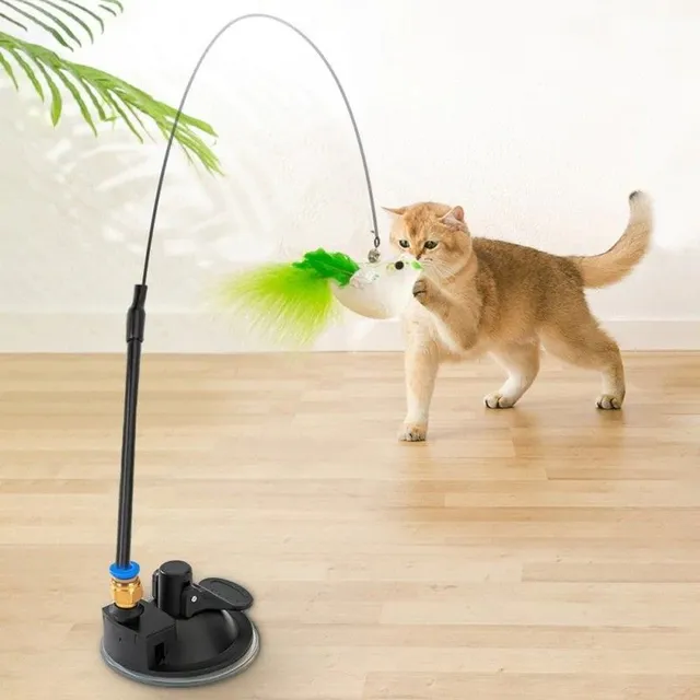 Interactive toy for cats with feathers