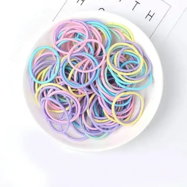 100pcs Cute elastic polyester hair rubber bands for children and girls - Colorful hair accessories style 2 100pcs-opp bag