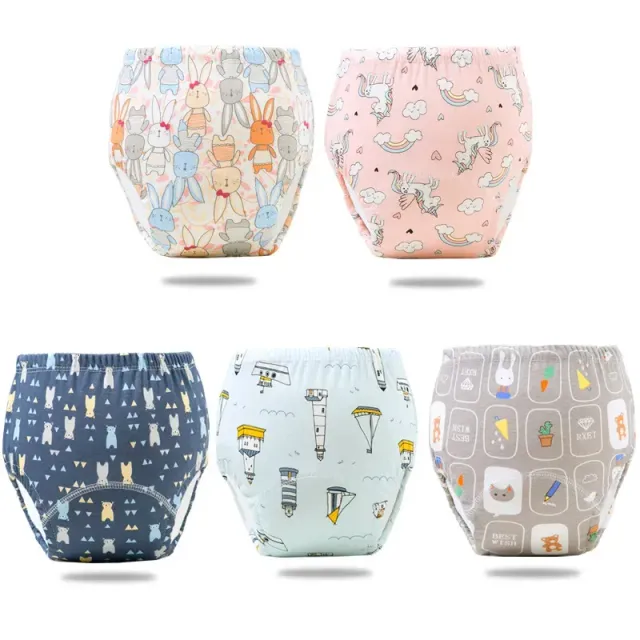 Coating cotton panties for potty with waterproof layer and cartoon motifs for infants