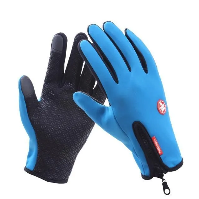 Windproof winter gloves light-blue l