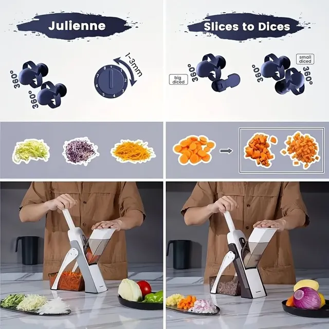 Multifunctional grater and cheese, fruit and vegetables slicer - Hand grater for potatoes and others, Table drum grater - Practical kitchen utensils