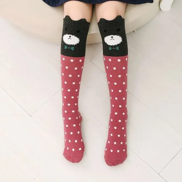 Chaussettes montantes pour filles avec des animaux - 10 variantes