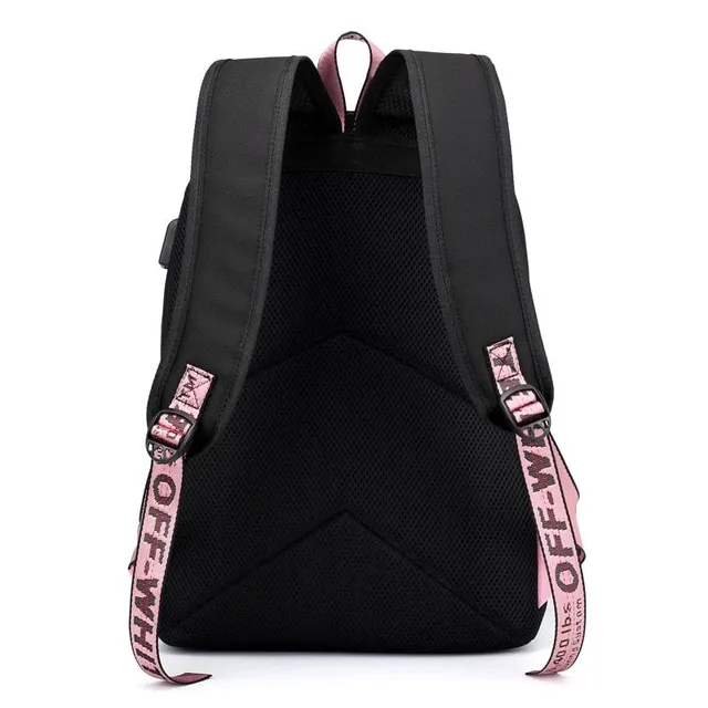 Mochila escolar con cadena en el bolsillo inferior - Blackpink