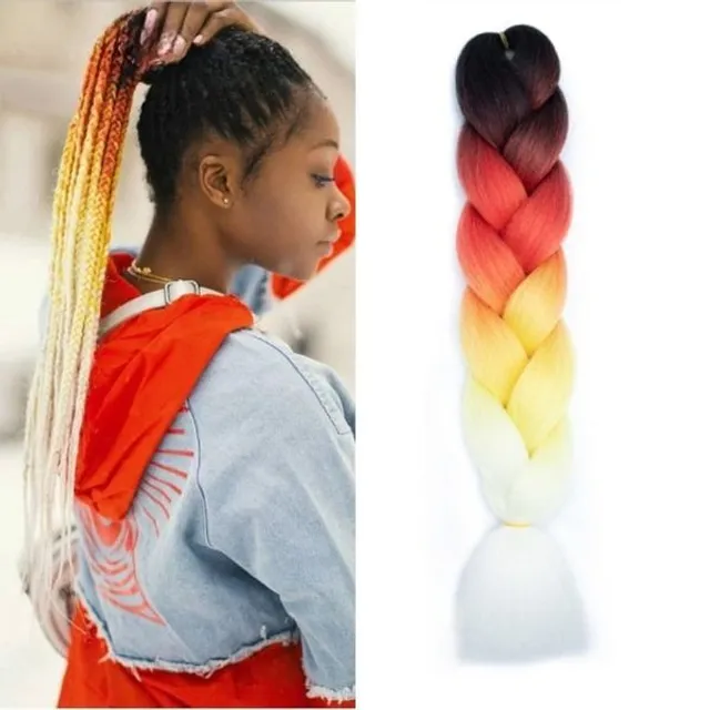 Multicoloured kanekalon hair on braids - multiple colours