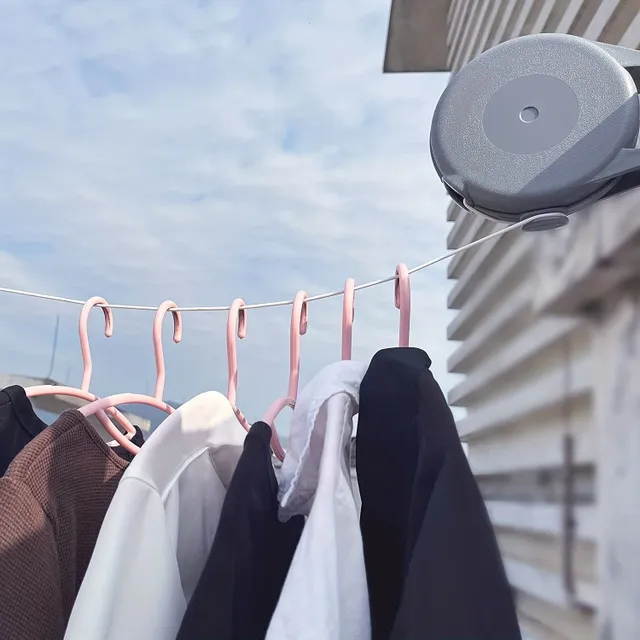 Retraktovací sušák na prádlo, přenosný robustní vnitřní a venkovní prádelní šňůra na zeď k pověšení mokrého a suchého prádla