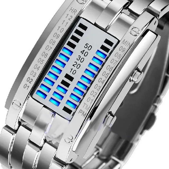 Waterproof men's binary watch