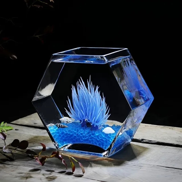 Creative Hexagonal Glass Fish Tank Fish Tank Vase Table Fish Tank Transparent Small Fish Tank