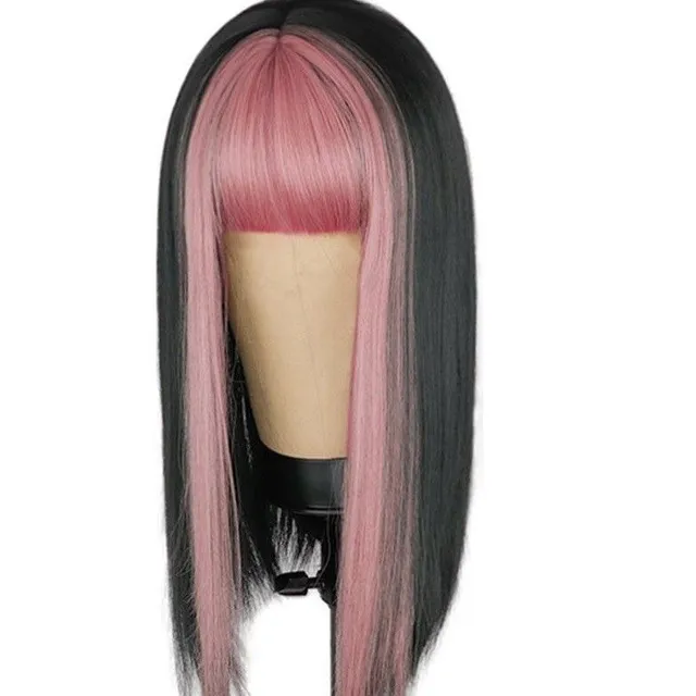 Wig with colored bang