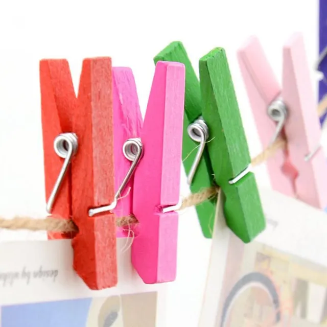 Mini pinces en bois colorées | 50 pcs