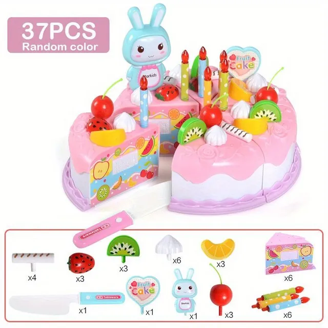 Fully colored children's cake cutting game, 37 pcs, family play - Unisex toy for children from 3 years old