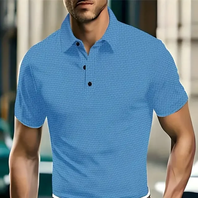 Men's Polo T-shirt, breathable, comfortable, with short sleeve and half buttoning, slim cut - summer and outdoor sports