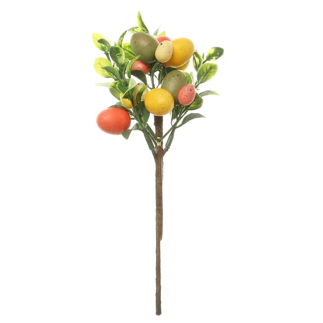 Easter decorative branch with artificial coloured eggs