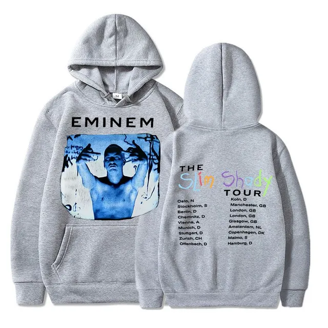 Trends sweatshirt with kangaroo and hood with print of known rapper EMINEM