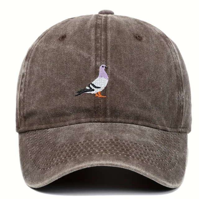 Worked pigeon retro cap - adjustable baseball cap made of denim