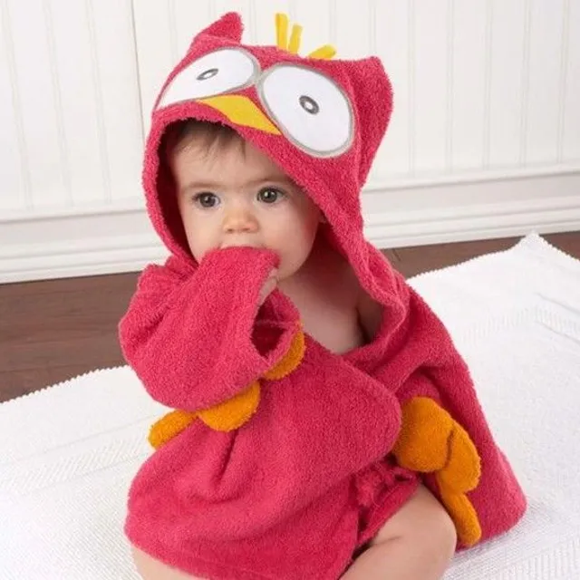 Baby bathrobe with hood and motifs of animals 22