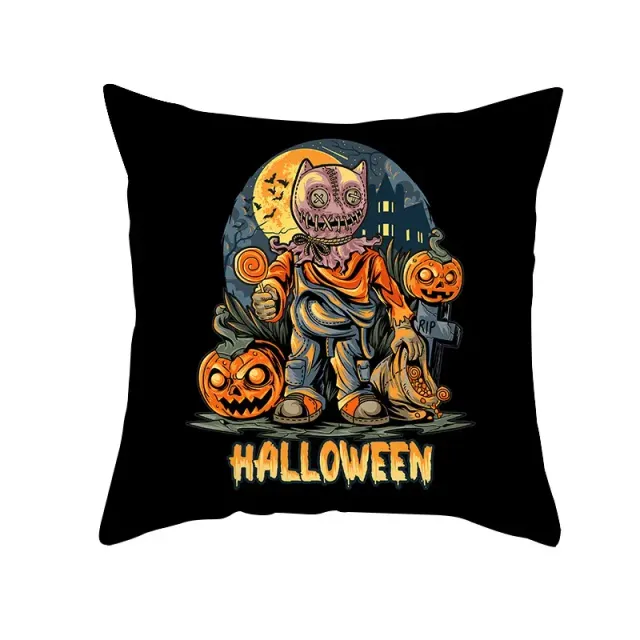 Autumn pillowcase with motive Sugar Skull for Halloween and Day of the Dead