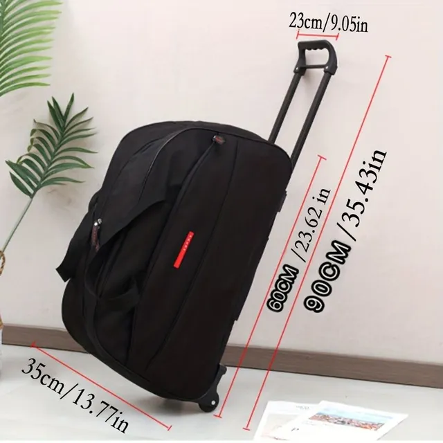 Foldable travel bag with lever - Large capacity, monochrome