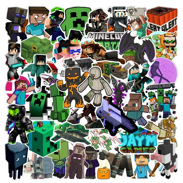 50 szt. stylowych naklejek z losowymi motywami popularnej gry Minecraft