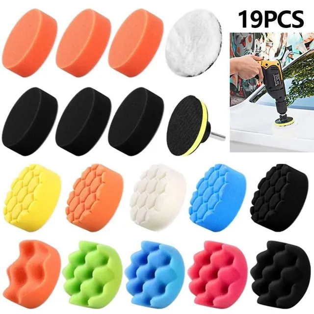 Set of paddles and polishing heads for polishing car paint - 19 pieces