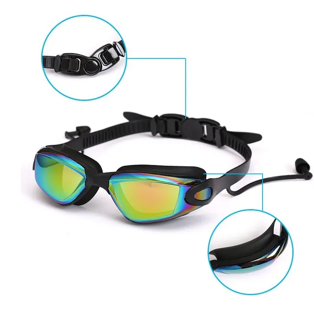 Štýlové plavecké okuliare s upchávkami do uší + nosovej svorka
