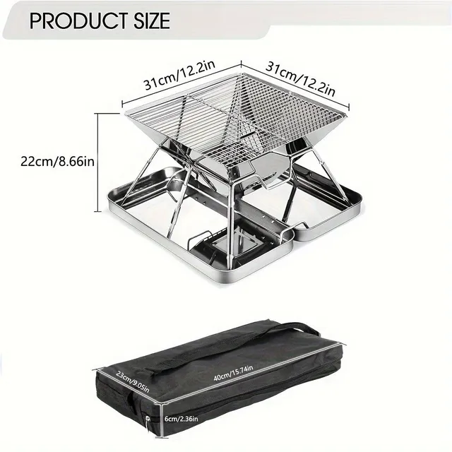 Outdoor Portable 304 Stainless steel Foldable Barbecue Barbeque, Heating stove Wood BBQ Barbeque on Coal