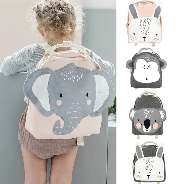 Cute travel fabric baby backpack with animal applique