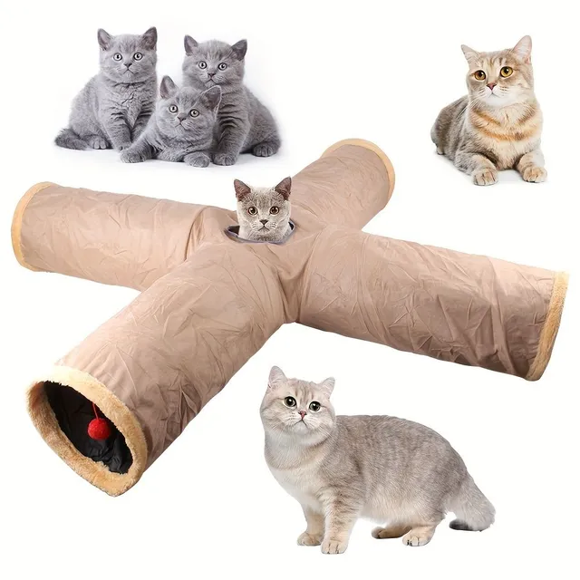 Felt folding tunnel for cats 2/3/4 ways - cozy and fun