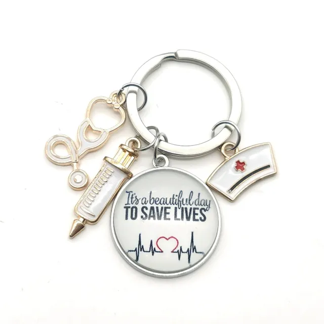 Original keychain with motif of doctors and nurses