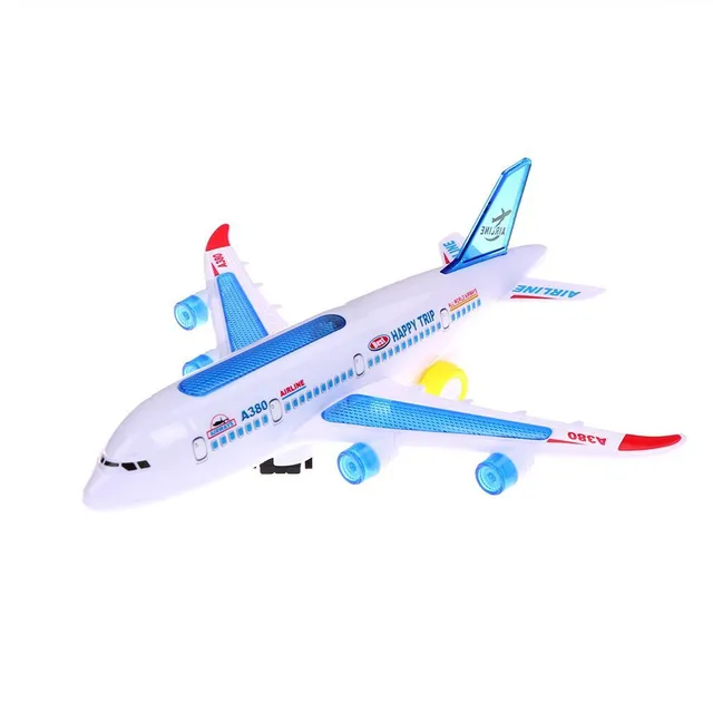 Avion electric Airbus A380 cu lumini intermitente și sunete - jucărie pentru copii