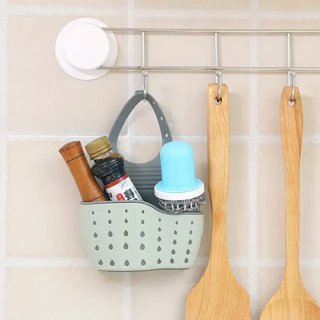 Drip basket for a sponge and soap for a kitchen sink in three colors