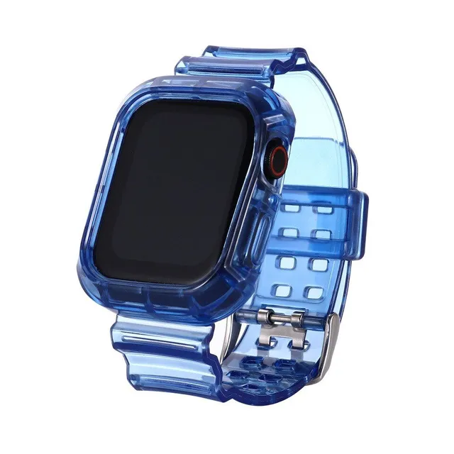 Protective transparent strap with case for Apple Watch