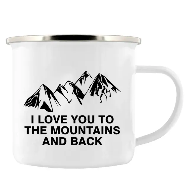 Adventure enamel mug for camping as a gift