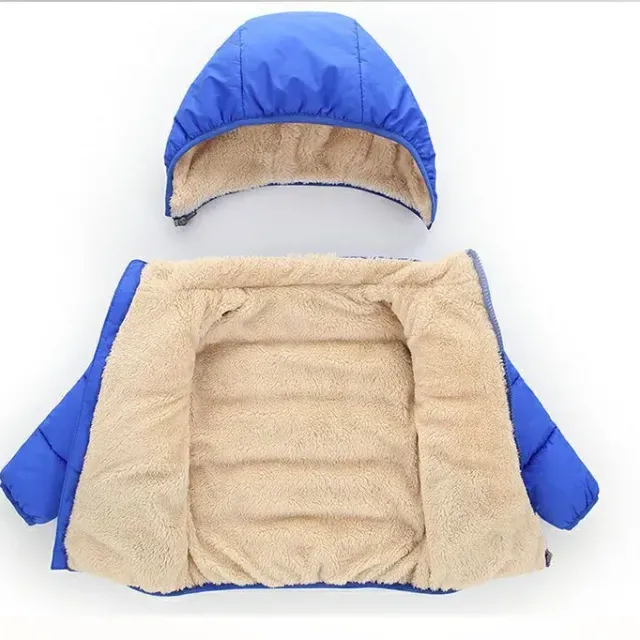 Children's winter thick hooded jacket with fur inside for boys and girls