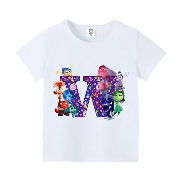 T-shirt enfant à manches courtes avec impression de lettres et personnages du film Vice-Versa 2 - Inside Out 2