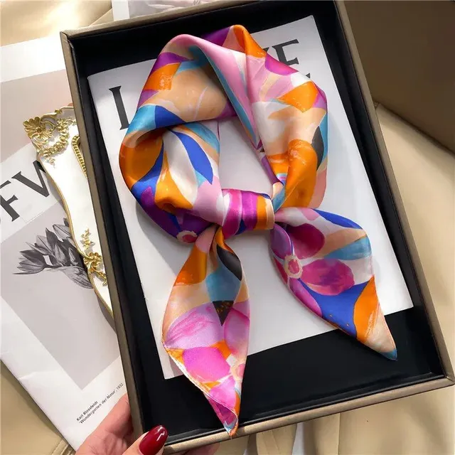 Luxury silk square scarf for women with fashion patterns