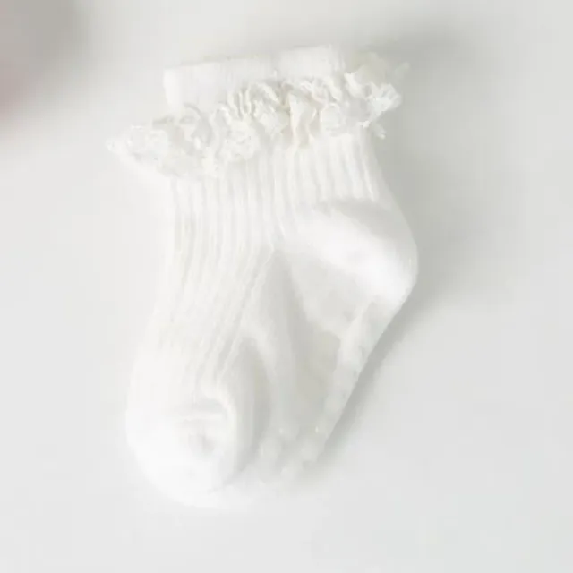 Baby cotton anti-slip socks in autumn and winter with baby and toddler ruffles, 4 pairs