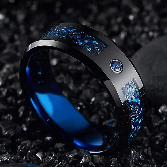 Pánský jednoduchý široký prsten se vzory - 8mm