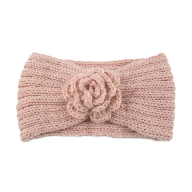 Women's winter knitted headband with flower