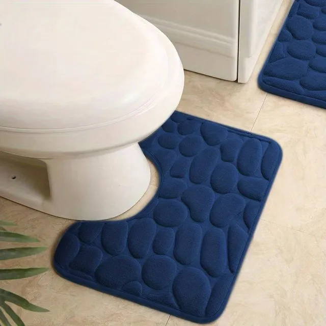 1 pc flannel bath mat in U shape, bathroom non-slip pebble floor mat, soft sofa foot mat, bath rug, bathroom accessories, bathroom utensils, bathroom decoration, bathroom decoration