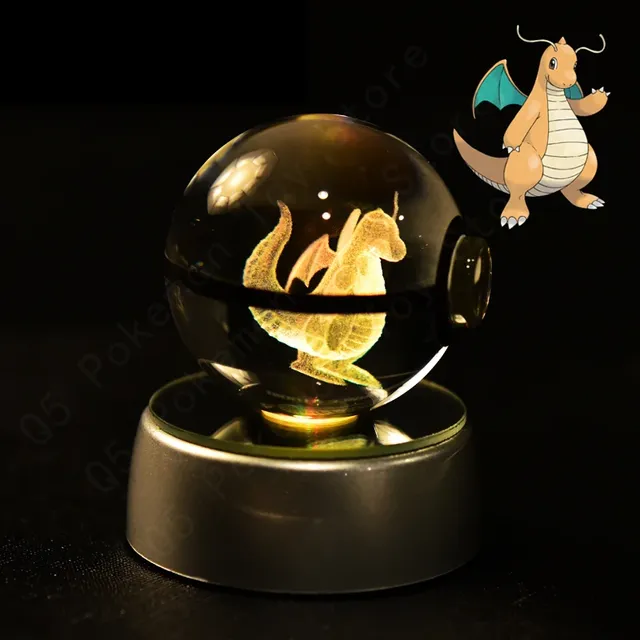 Cute Pokéball-shaped 3D table lamp with Pokémon motif