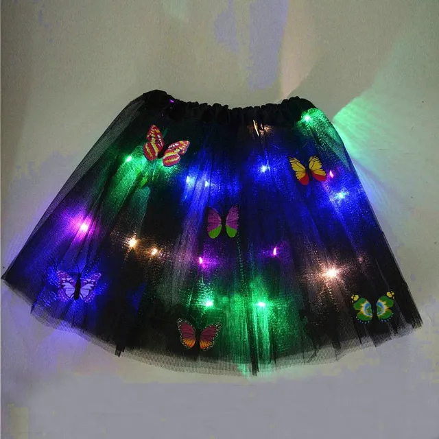 Children's luminous skirt decorated with bow tie black-skirt