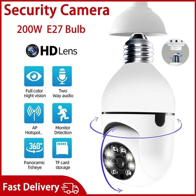 1080P Wireless Surveillance Camera Automatic Monitoring IP Camera Wifi PTZ Night Vision CCTV Camera Security Baby Monitor E27 Interface