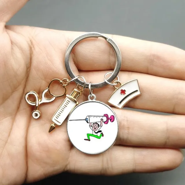 Original keychain with motif of doctors and nurses