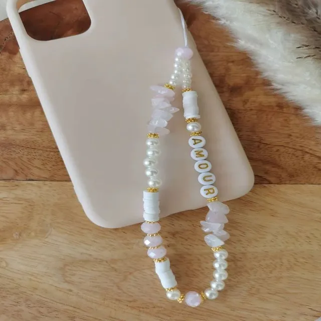 Joli pendentif de téléphone avec perles et coquillages