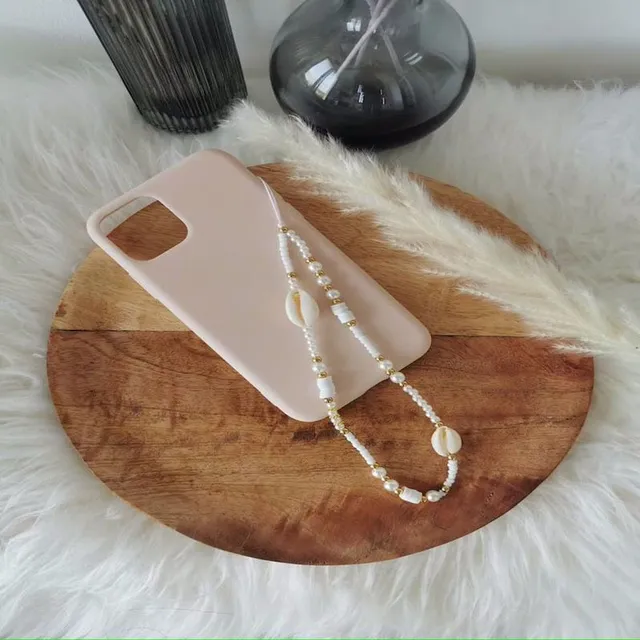 Joli pendentif de téléphone avec perles et coquillages