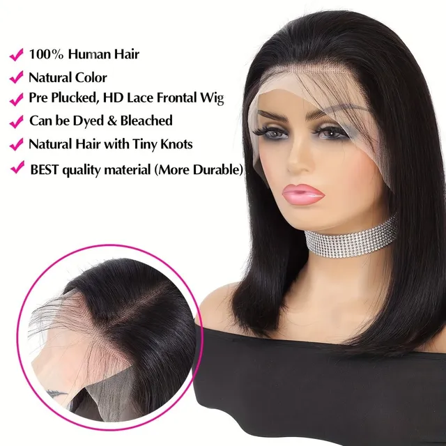 180% density 13*4 lace front Human hair Wig Straight Bob Wigs Human hair Straight Lace Front Wigs Human hair 13x4 Lace Front Wigs for women 180% Density Natural color Remy Brazilian human hair Bob wigs