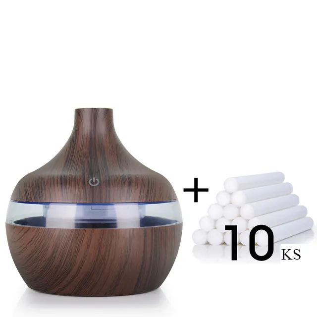 Umidificator de aer USB de 300 ml, difuzor electric de aromă de lemn de abur de aromaterapie mini cu 7 lumini LED pentru casă, birou, mașină